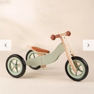 Kids Wooden Balance Bike - Green and Brown